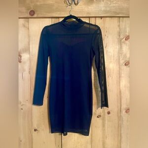 Shinestar Black Long Sleeve Mock Neck Bodycon Dress